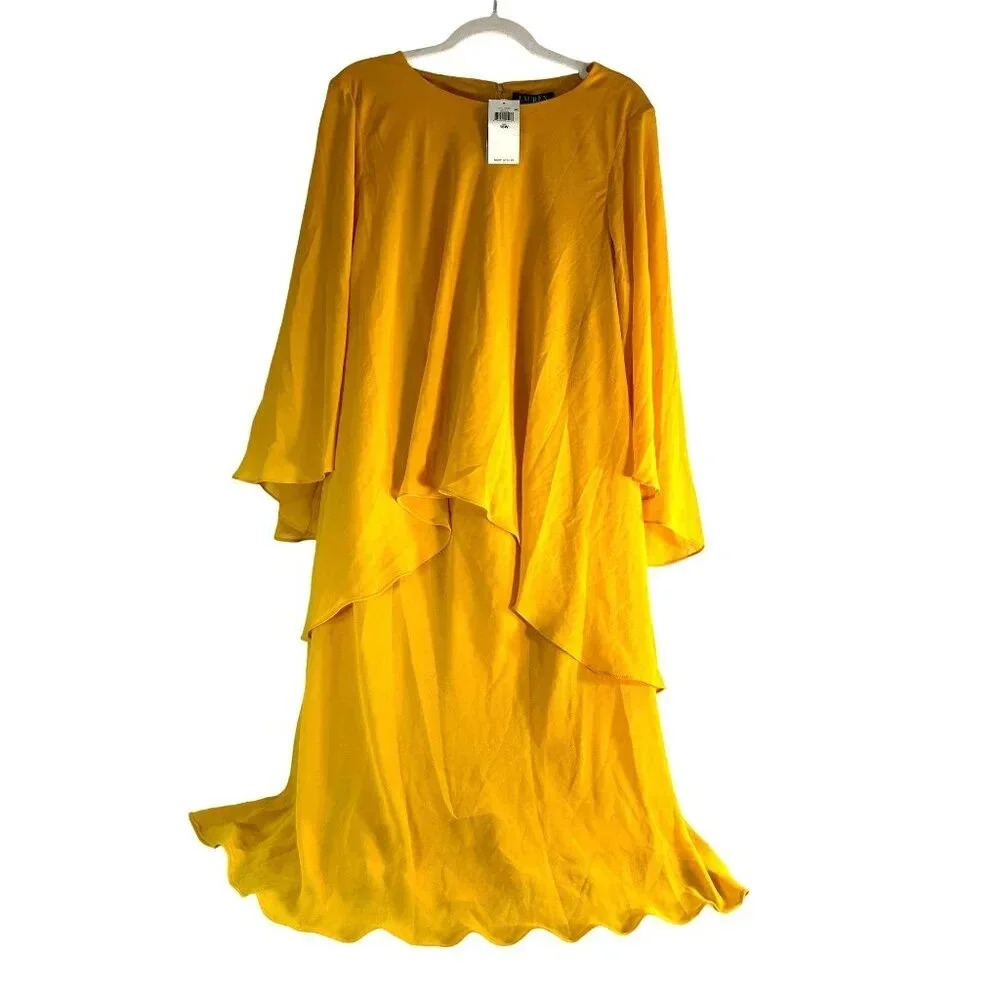 Lauren Ralph Lauren Womens Shift Dress Flowy Lined Back Zip TSCN Sun Size 16 W N